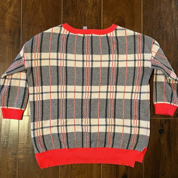 JCPenny plaid 3/4 length sleeve crewneck sweater - Picture 6 of 6